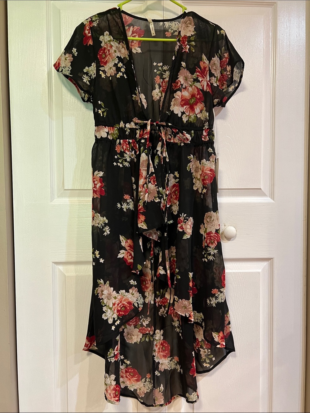 Live 4 Truth Black Floral High-Low Tie-Waist Top